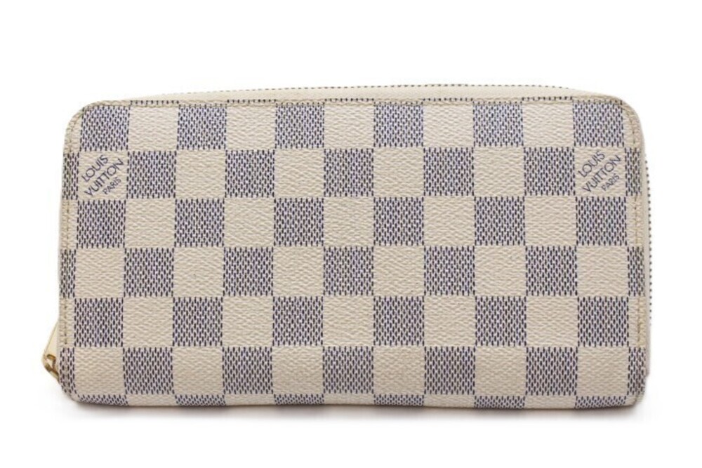 LOUIS VUITTON Zippy Wallet Damier Azur White Accessories Long Canvas White